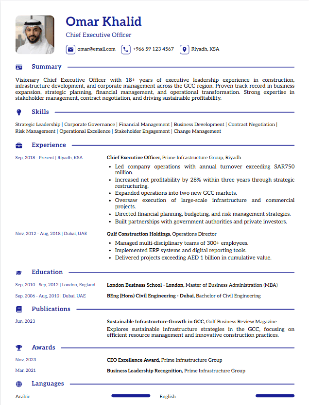Executive Prime – Chief Executive Officer